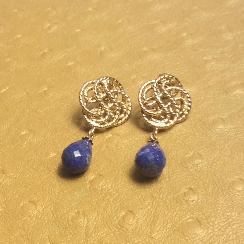 Milor Gold and Blue Earrings with Elegant Design